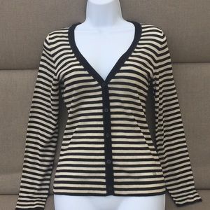 ESCADA Silk & Cashmere Striped Cardigan with "V" Neck